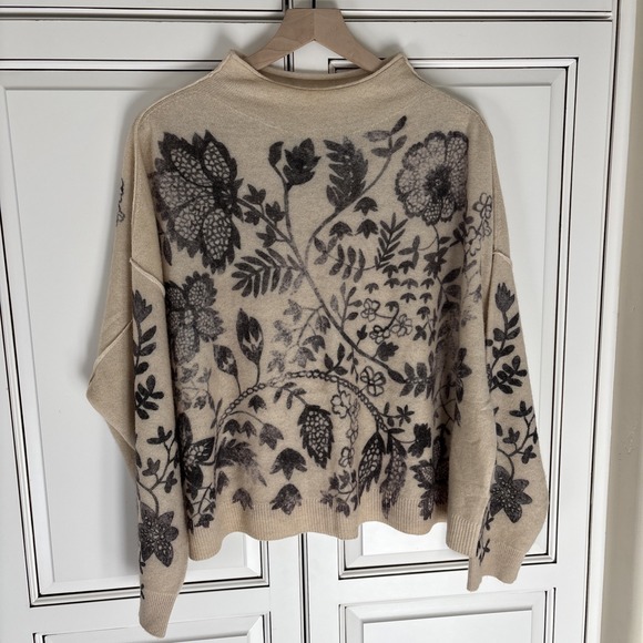 Anthropologie Sweaters - Anthropologie The Alani Cashmere Pilcro Mock-neck Sweater Beige Floral Large